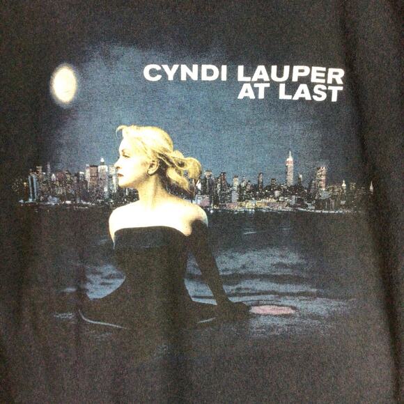 Vintage Cyndi Lauper At Last tour T Shirt Blue navy Small - Picture 2 of 5